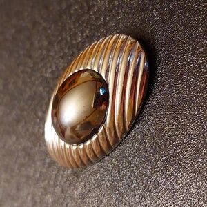 TRIFARI Hematite Cabochon Textured Silvertone Brooch